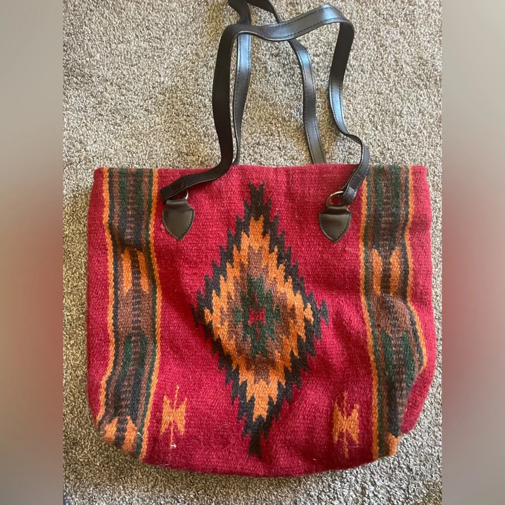 Red Patterned Tote Bag - Picture 1 of 2